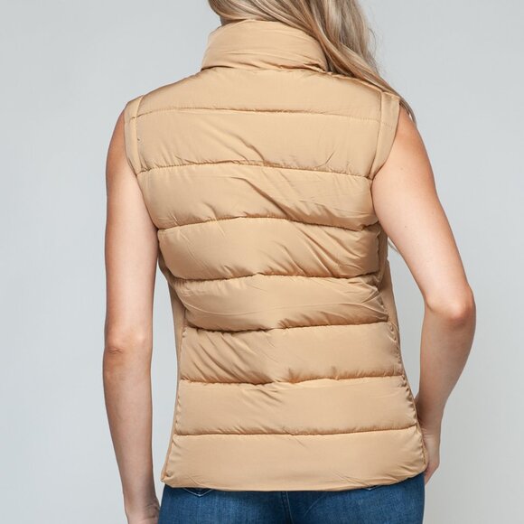 Snobbish Zip Up Turtleneck Vest with Pockets - Picture 2 of 6